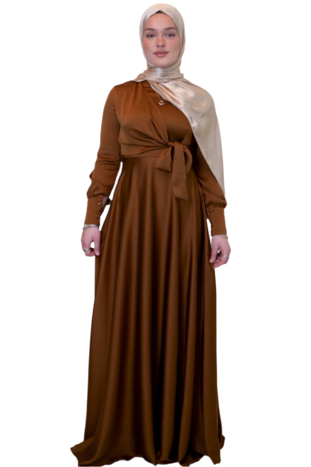 Bronze Diana Side Knot Satin Gown