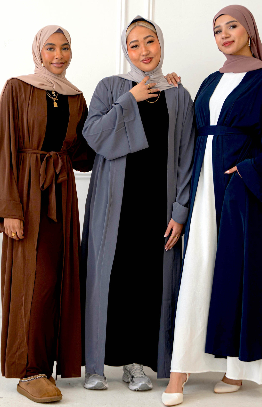 Brown Nida Kimono Sleeve Open Abaya-CLEARANCE