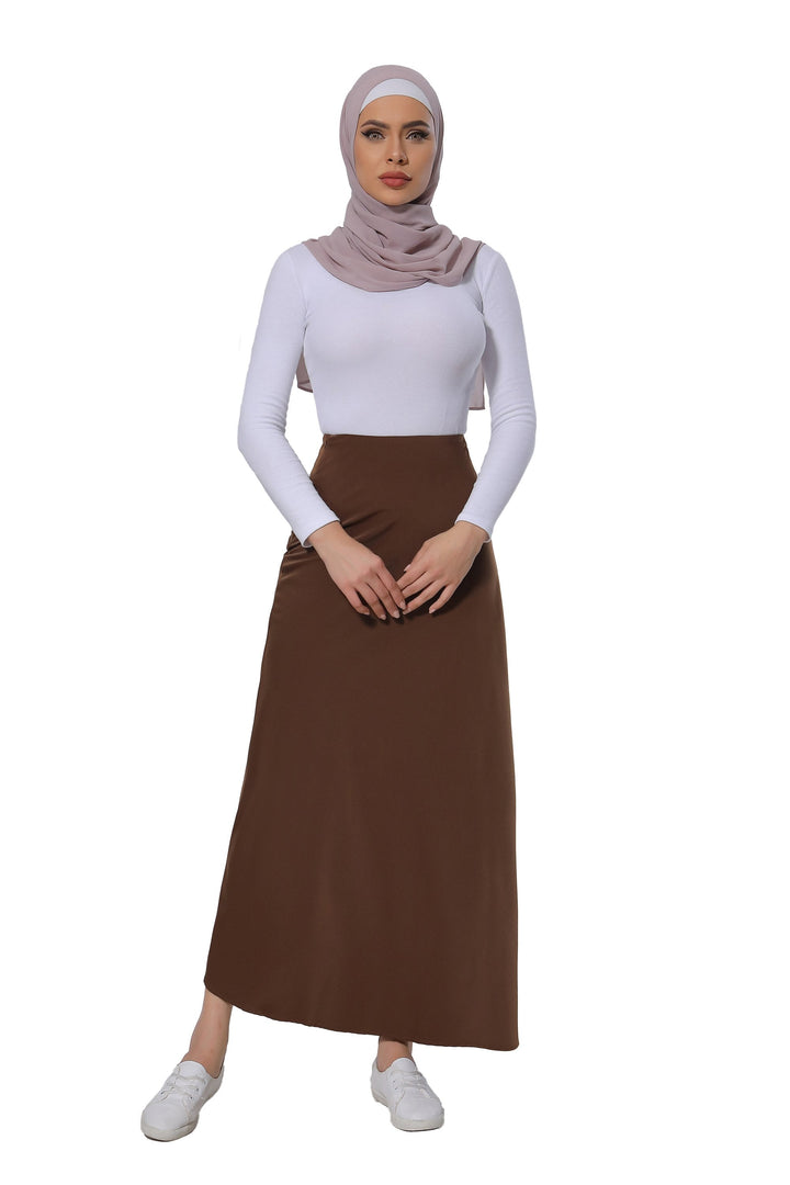 Brown Satin Maxi Skirt-CLEARANCE