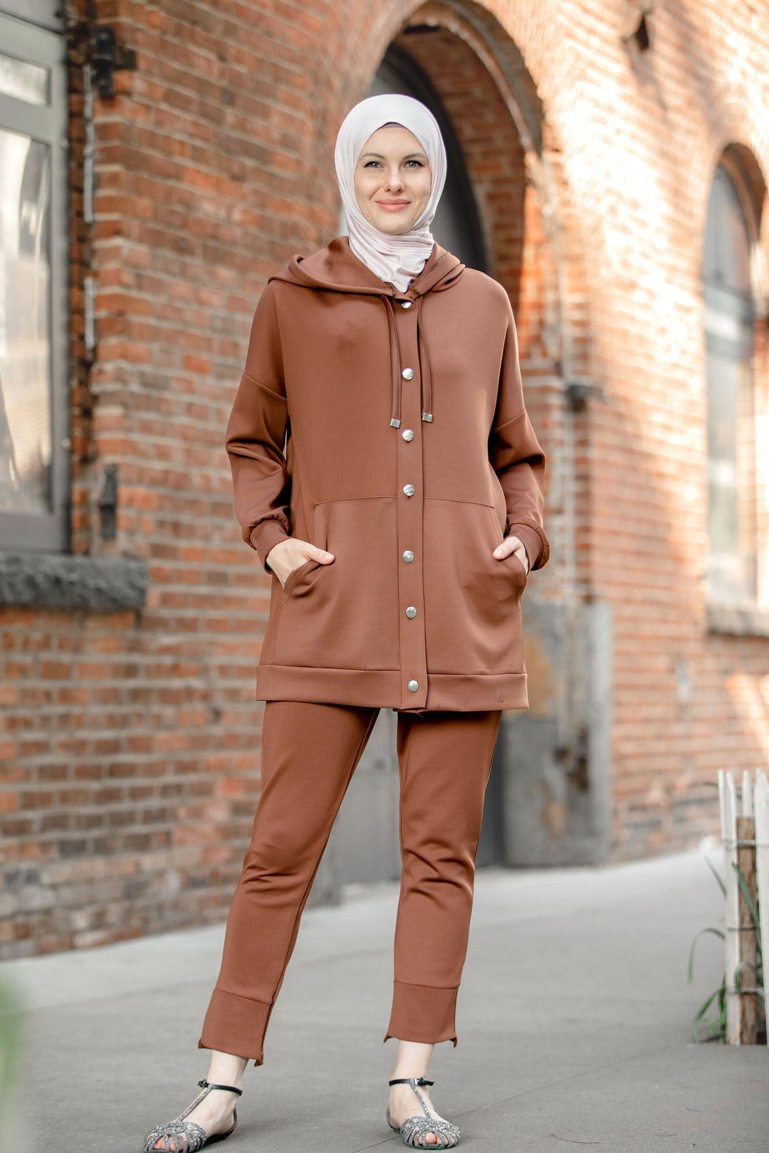 Button Down Hoodie Sweatshirt and Pants Set-CLEARANCE