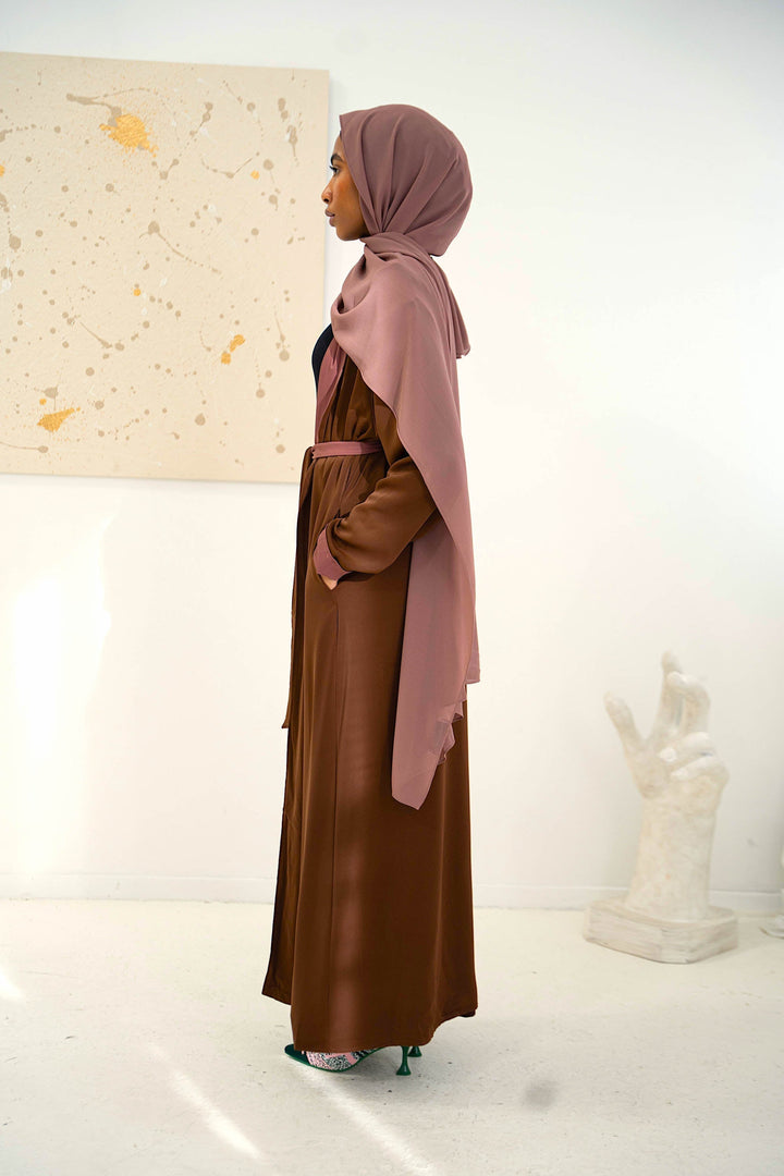 Coffee/Purple Reversible Open Abaya