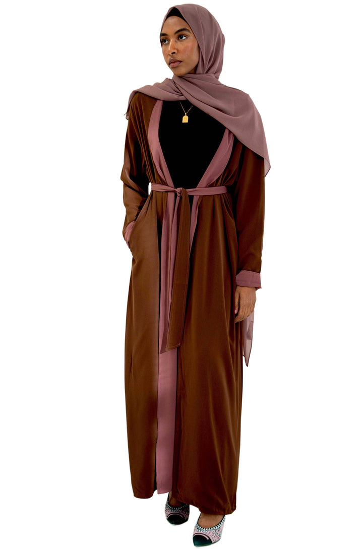 Coffee/Purple Reversible Open Abaya