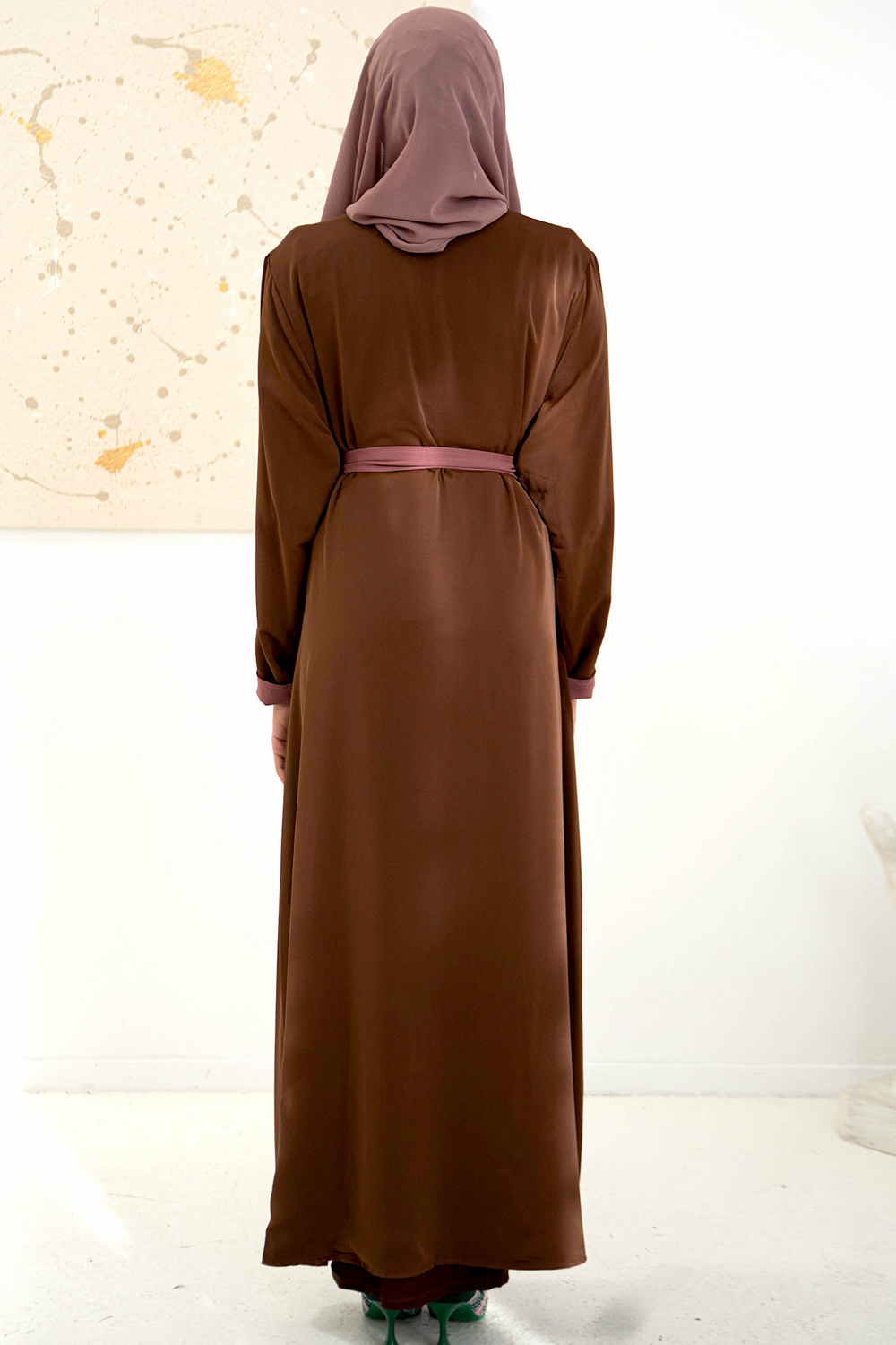 Coffee/Purple Reversible Open Abaya