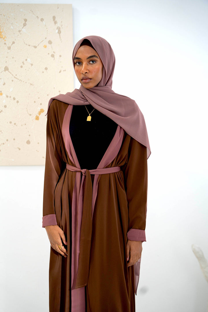 Coffee/Purple Reversible Open Abaya