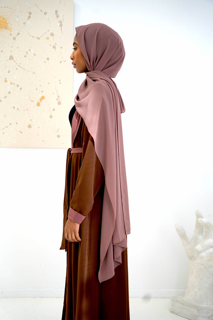 Coffee/Purple Reversible Open Abaya