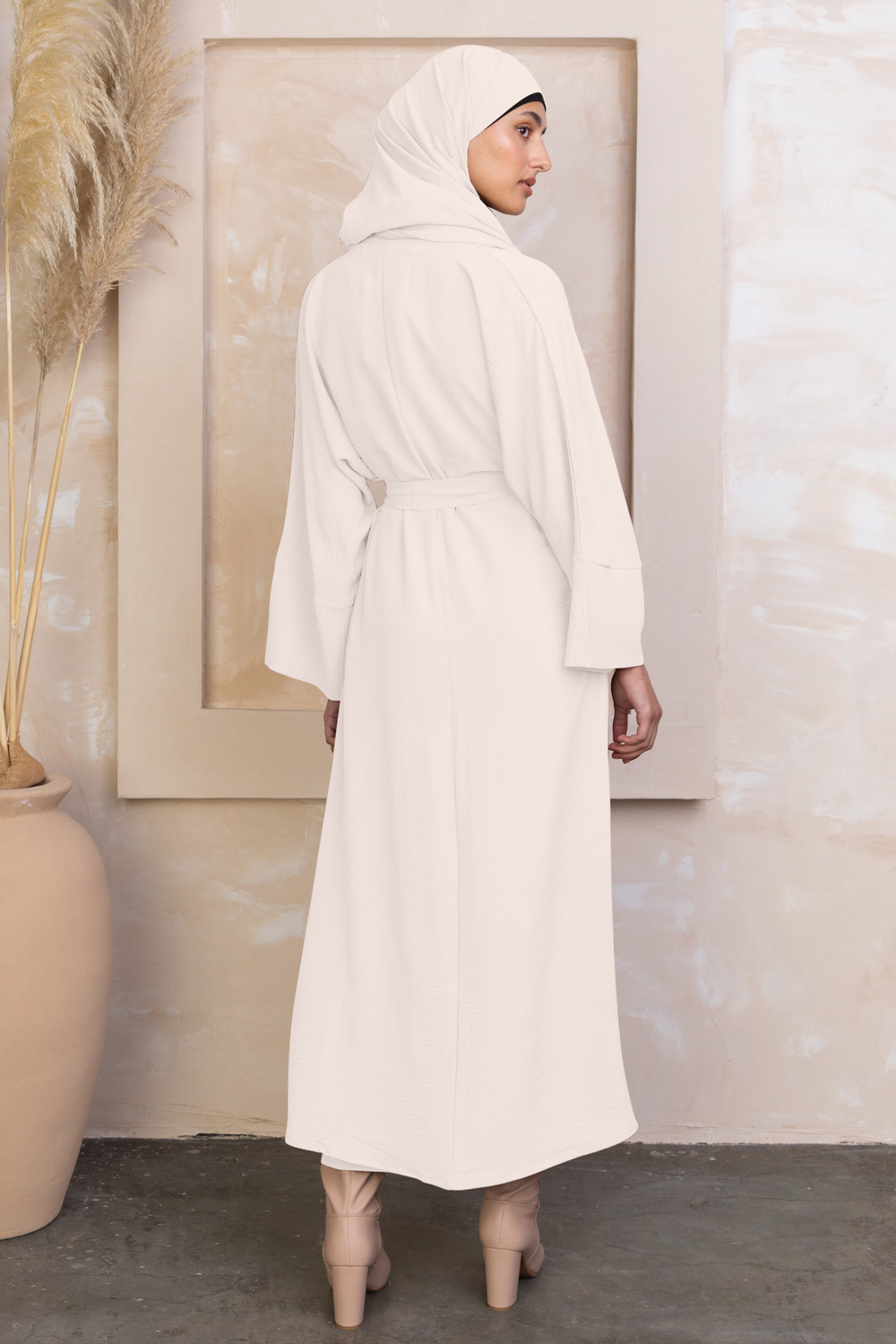 Cream Four Piece Open Abaya Set