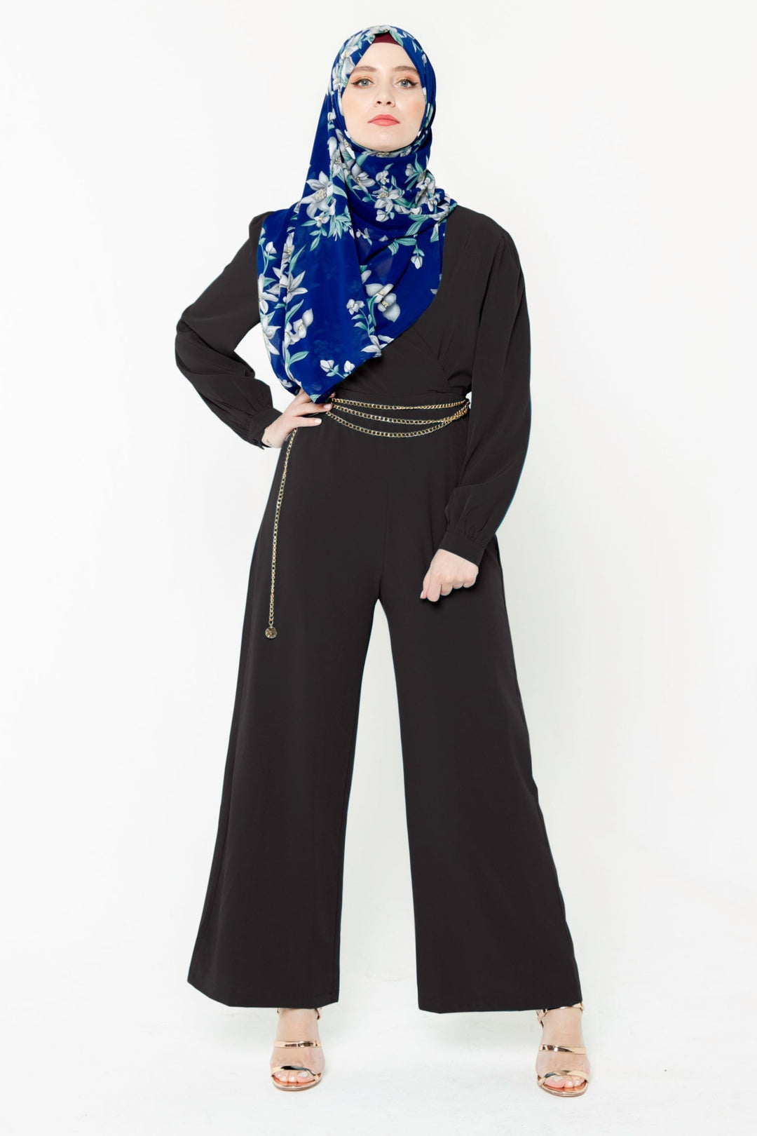 Criss Cross Long Sleeve Jumpsuit-CLEARANCE