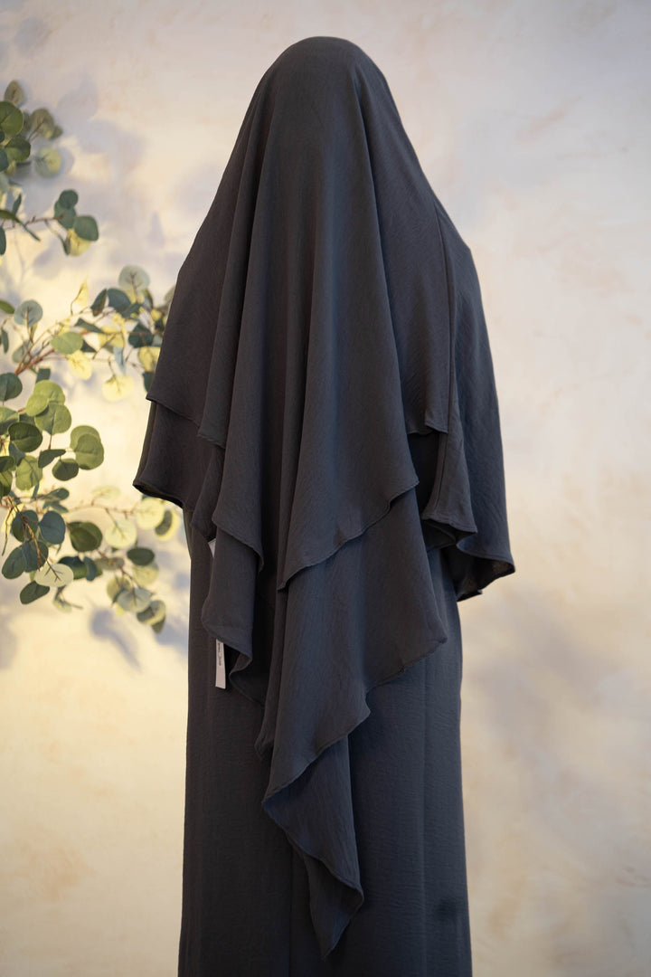 Dark Gray Double Layer Khimar