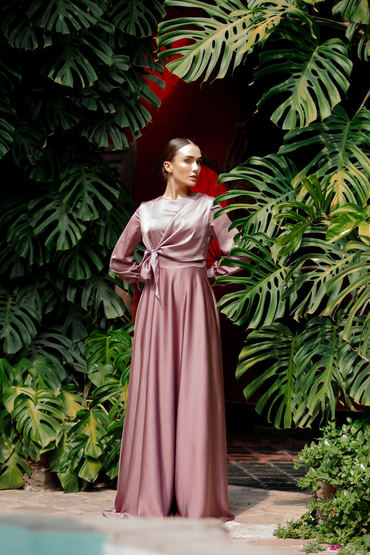 Desert Rose Diana Side Knot Satin Gown