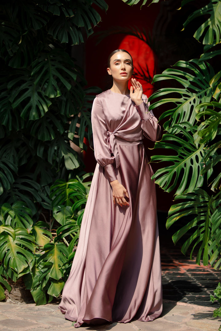 Desert Rose Diana Side Knot Satin Gown