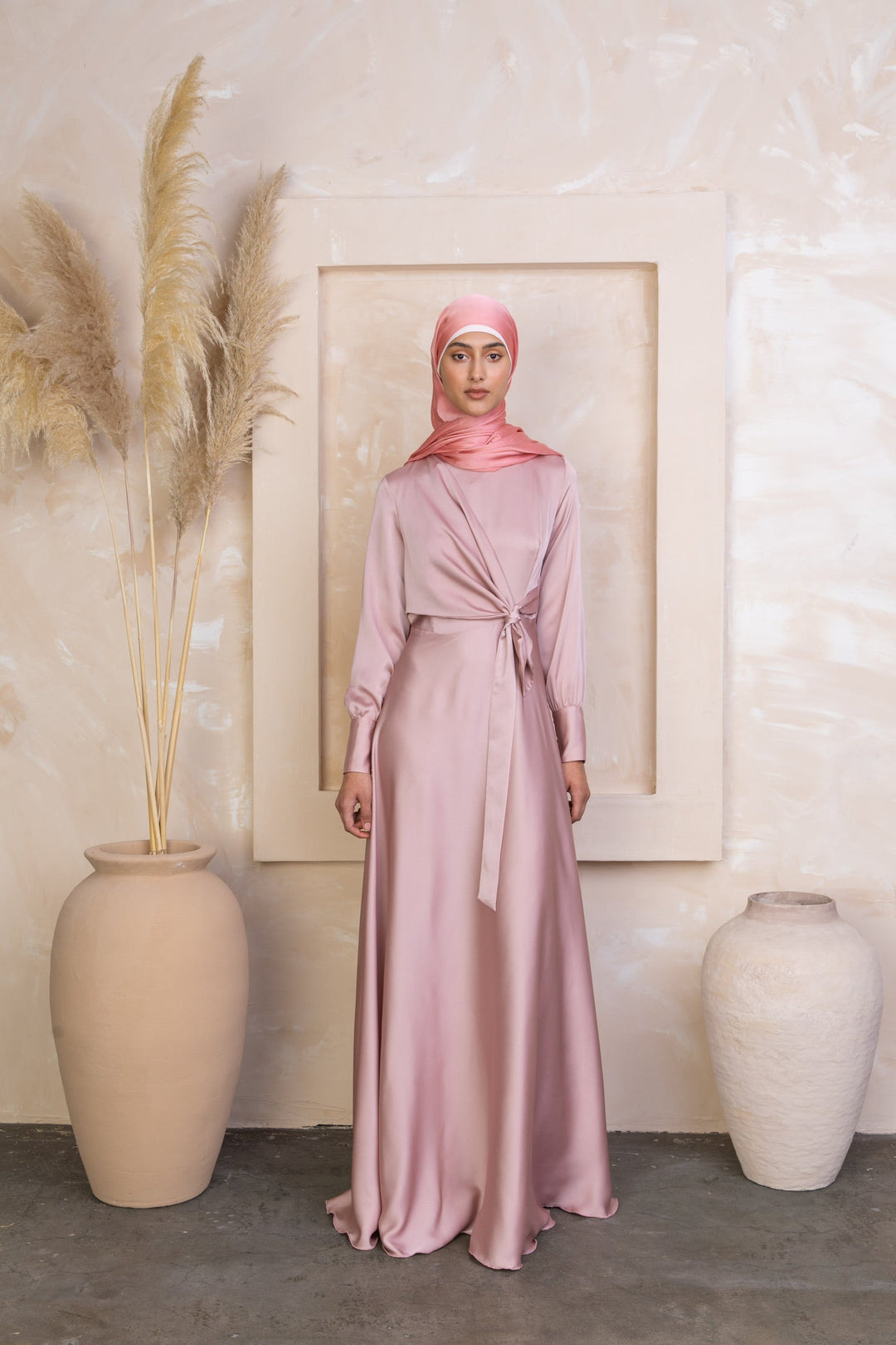 Dusty Pink Diana Side Knot Satin Gown