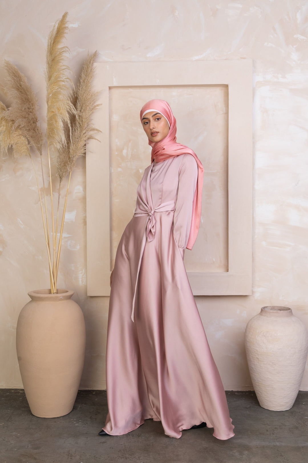 Dusty Pink Diana Side Knot Satin Gown