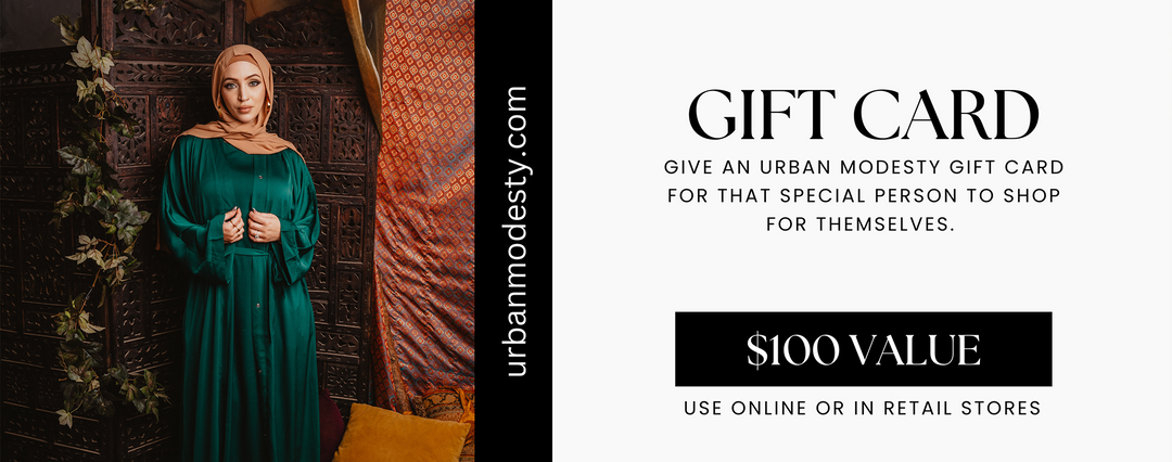 Urban Modesty gift card for stylish and modest fashion gifts and shopping