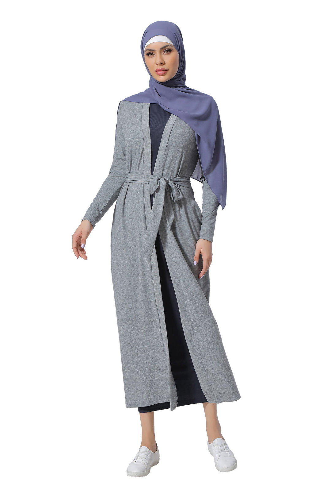 Gray Cotton Maxi Cardigan