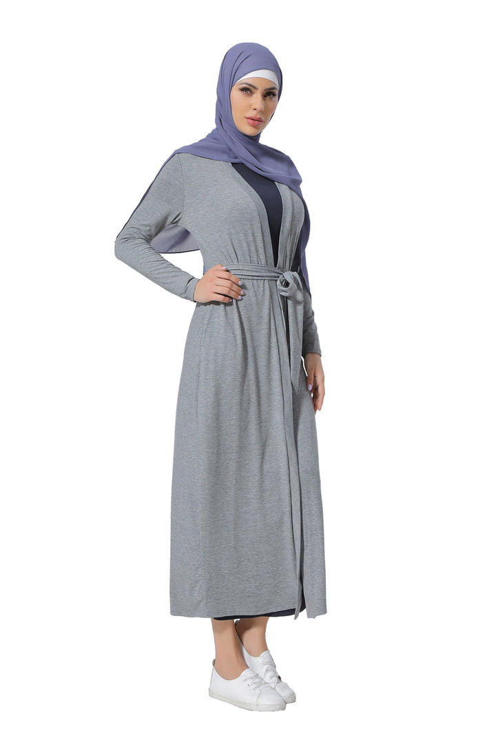 Gray Cotton Maxi Cardigan