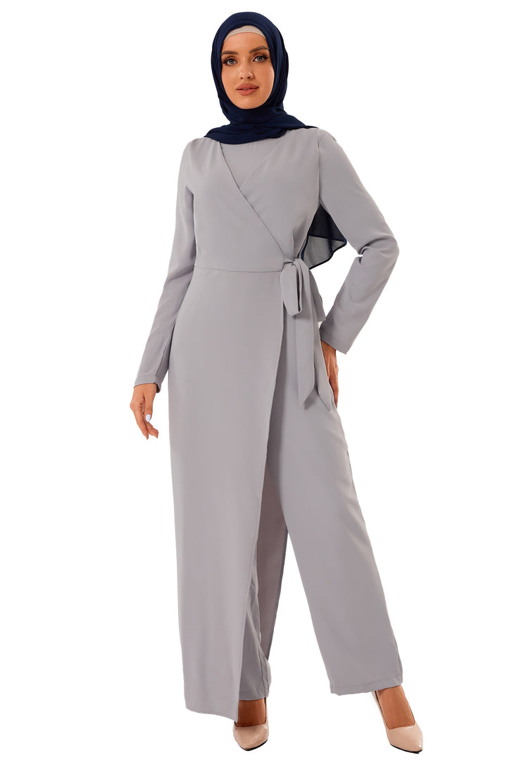 Gray Side Knot Jumpsuit-CLEARANCE