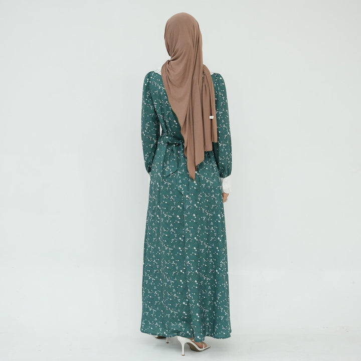 Green Button Down Floral Print Maxi Dress - Maxi Dresses