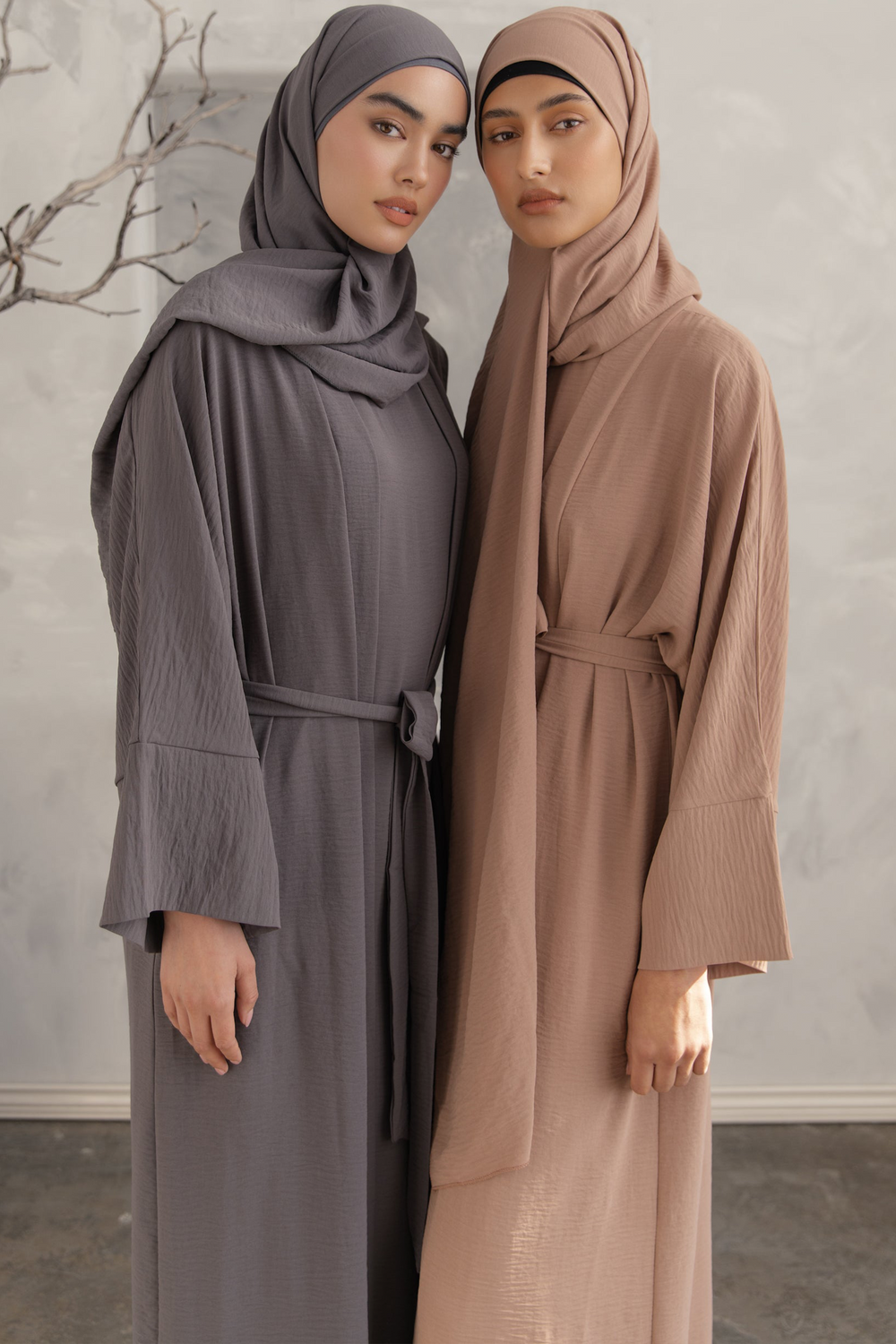 Latte Four Piece Open Abaya Set