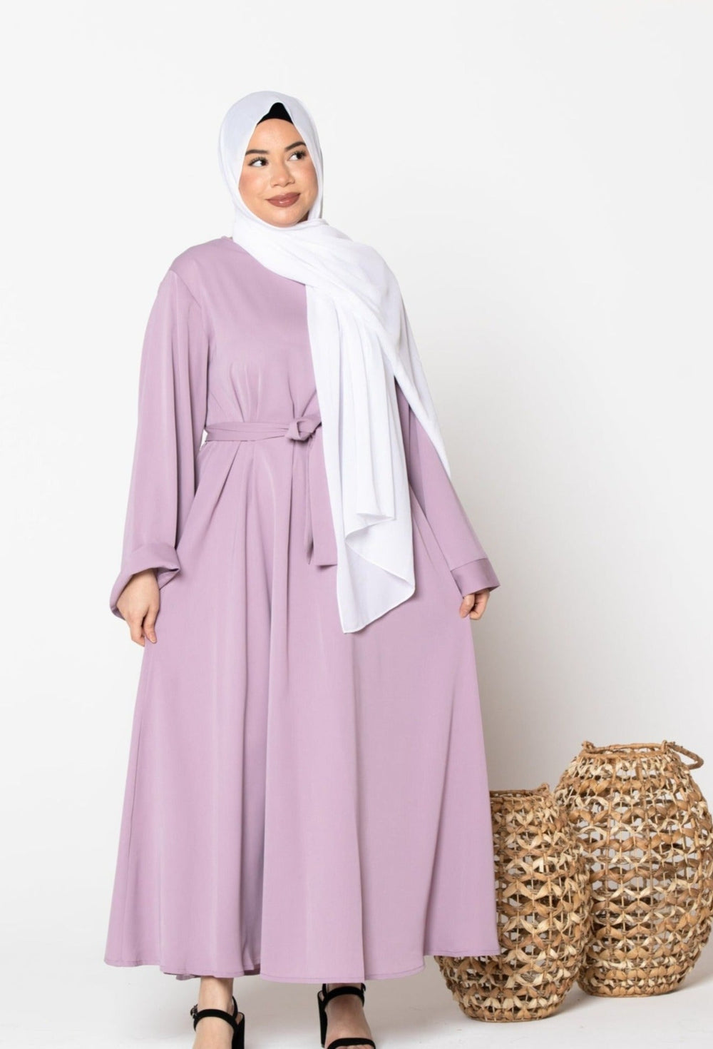 Lavender Kimono Abaya Maxi Dress