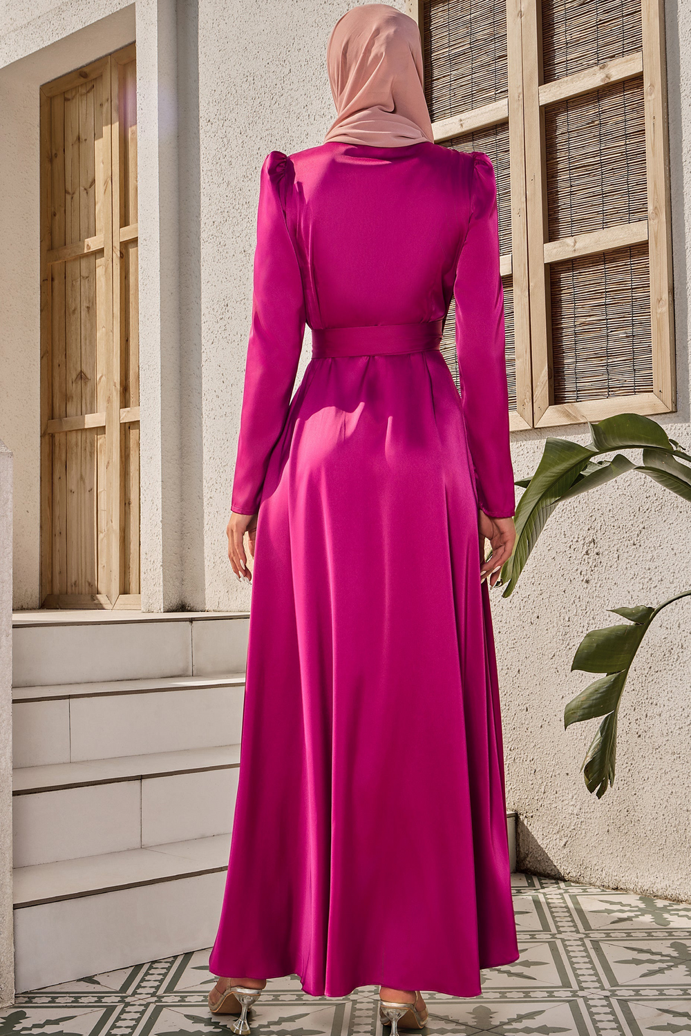 Magenta Criss Cross Side Tie Maxi Dress-CLEARANCE