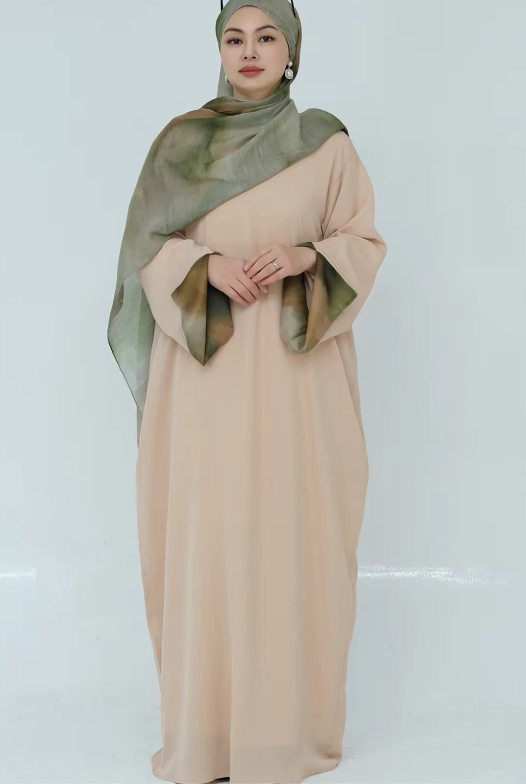 Marbled Hijab and Abaya Set - Maxi Dresses