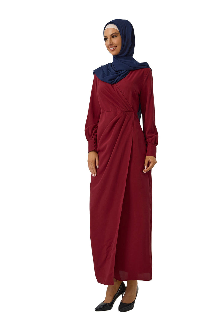 Maroon Wrap Maxi Dress