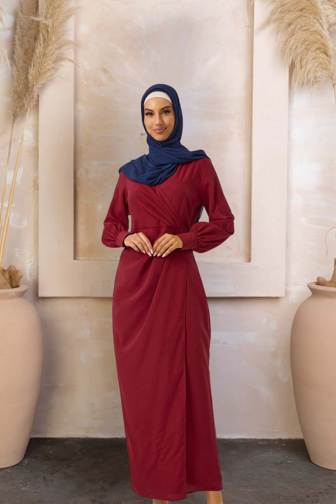 Maroon Wrap Maxi Dress