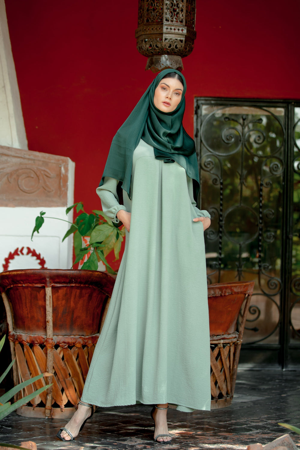 Mint Sheath Abaya Maxi Dress