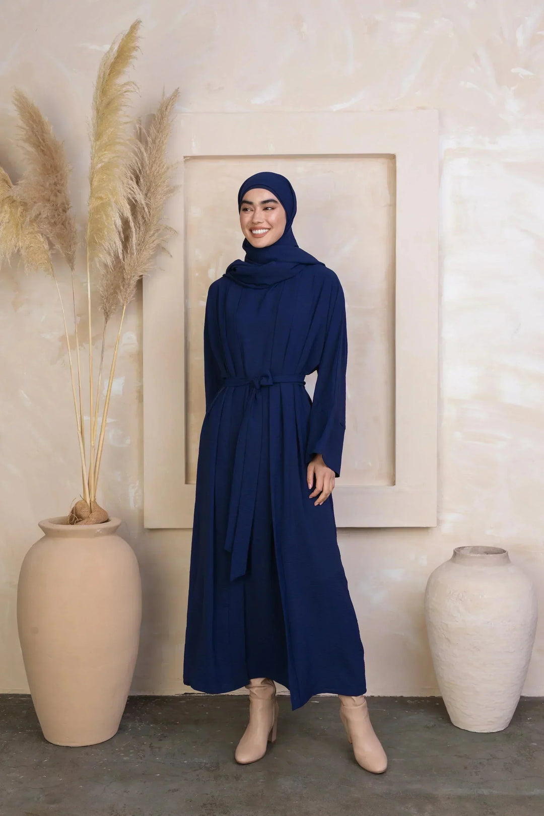 Navy Four Piece Open Abaya Set