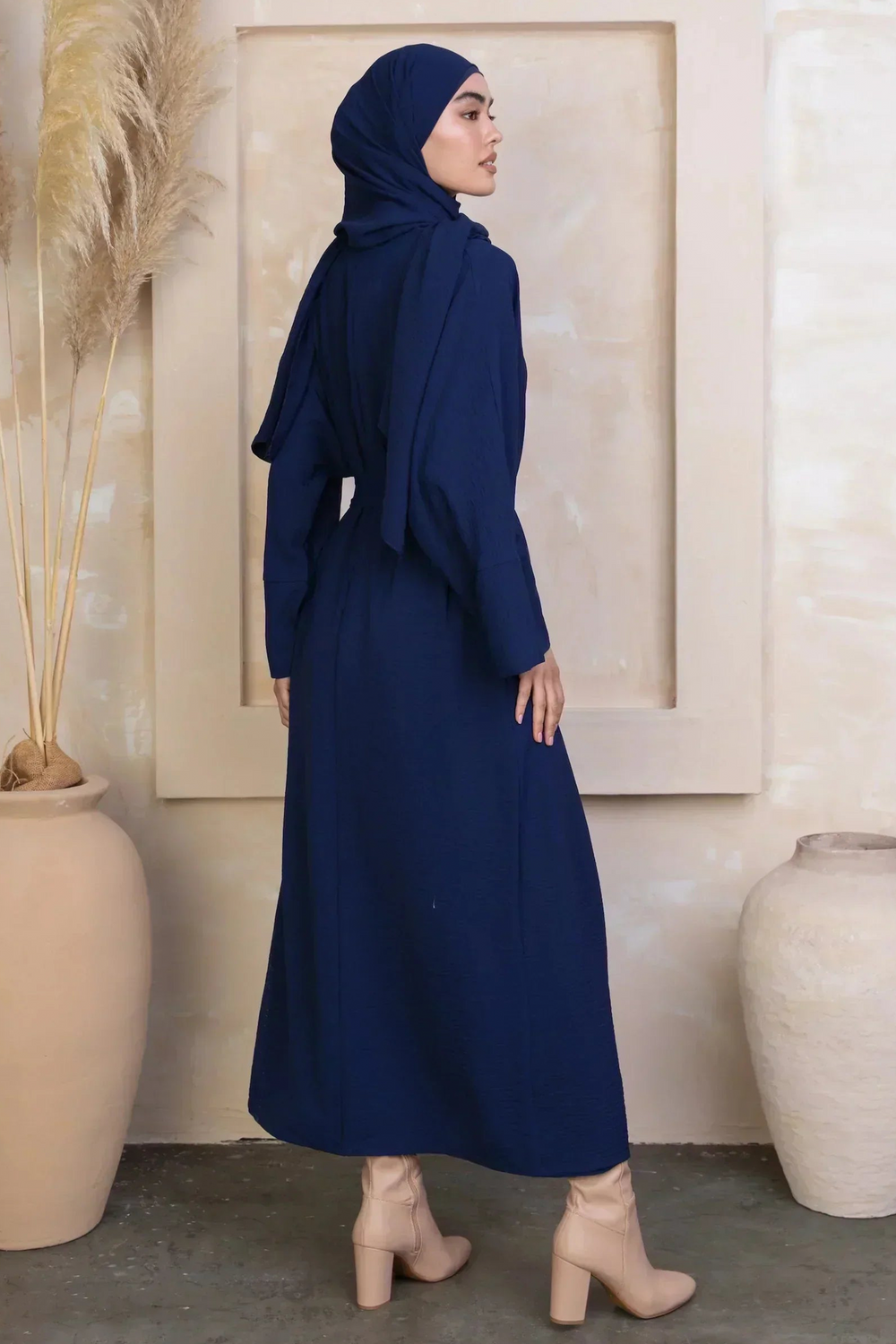 Navy Four Piece Open Abaya Set