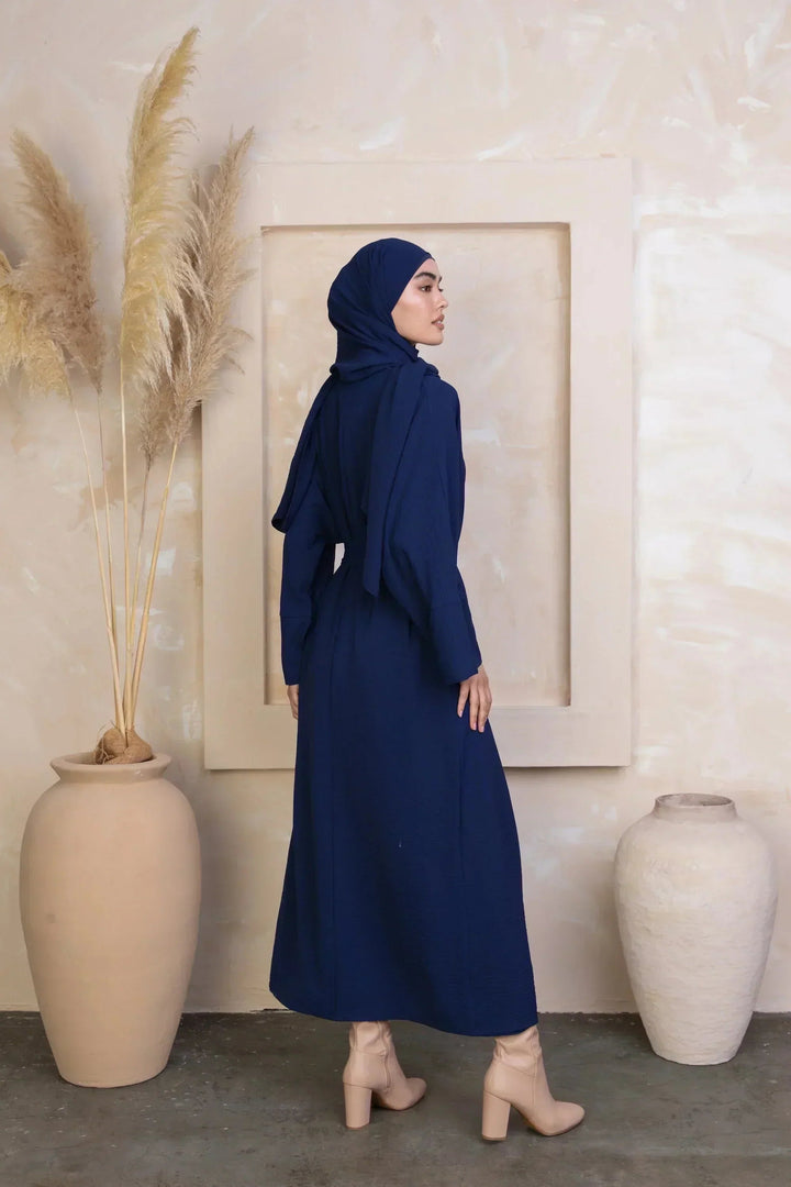 Navy Four Piece Open Abaya Set