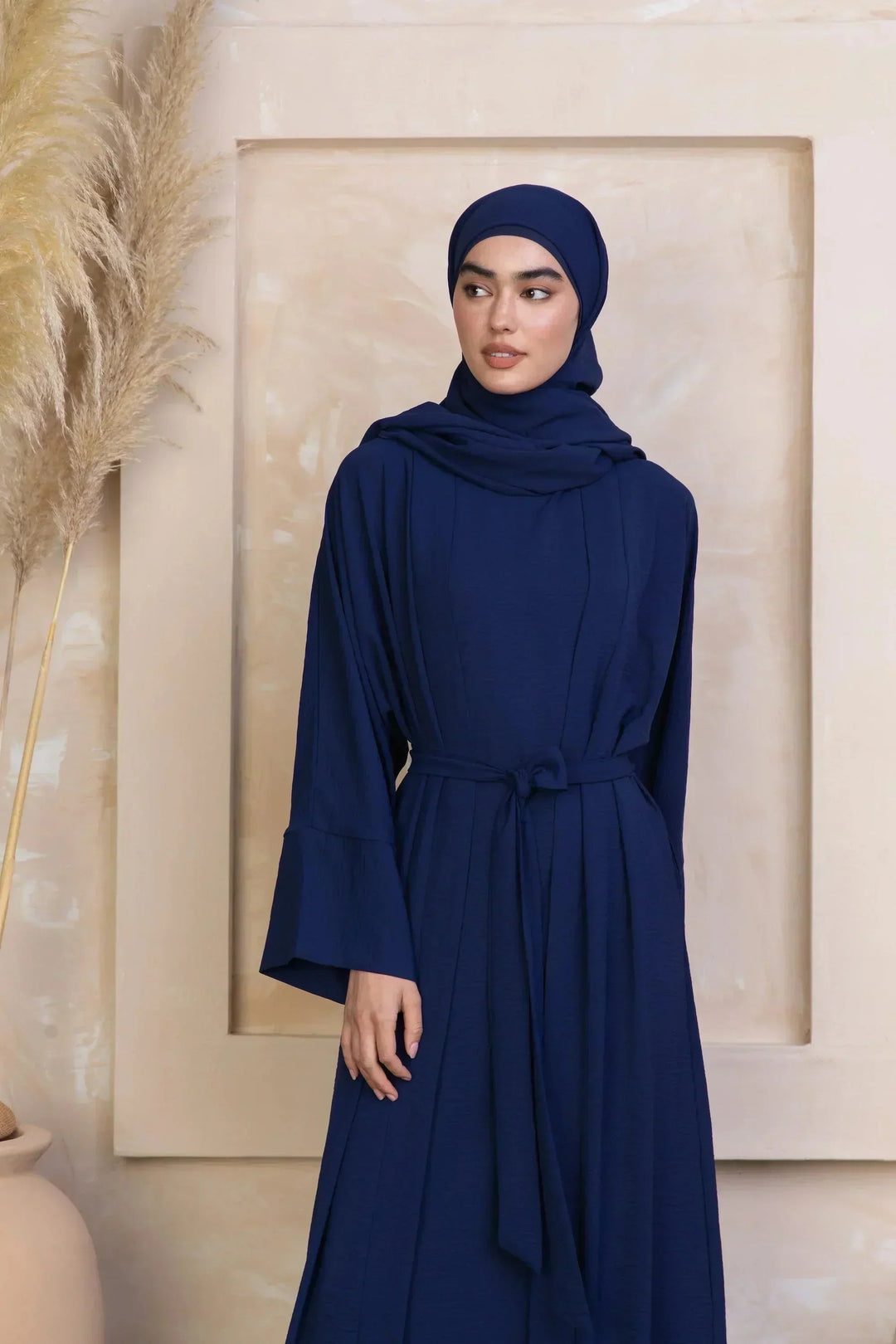 Navy Four Piece Open Abaya Set