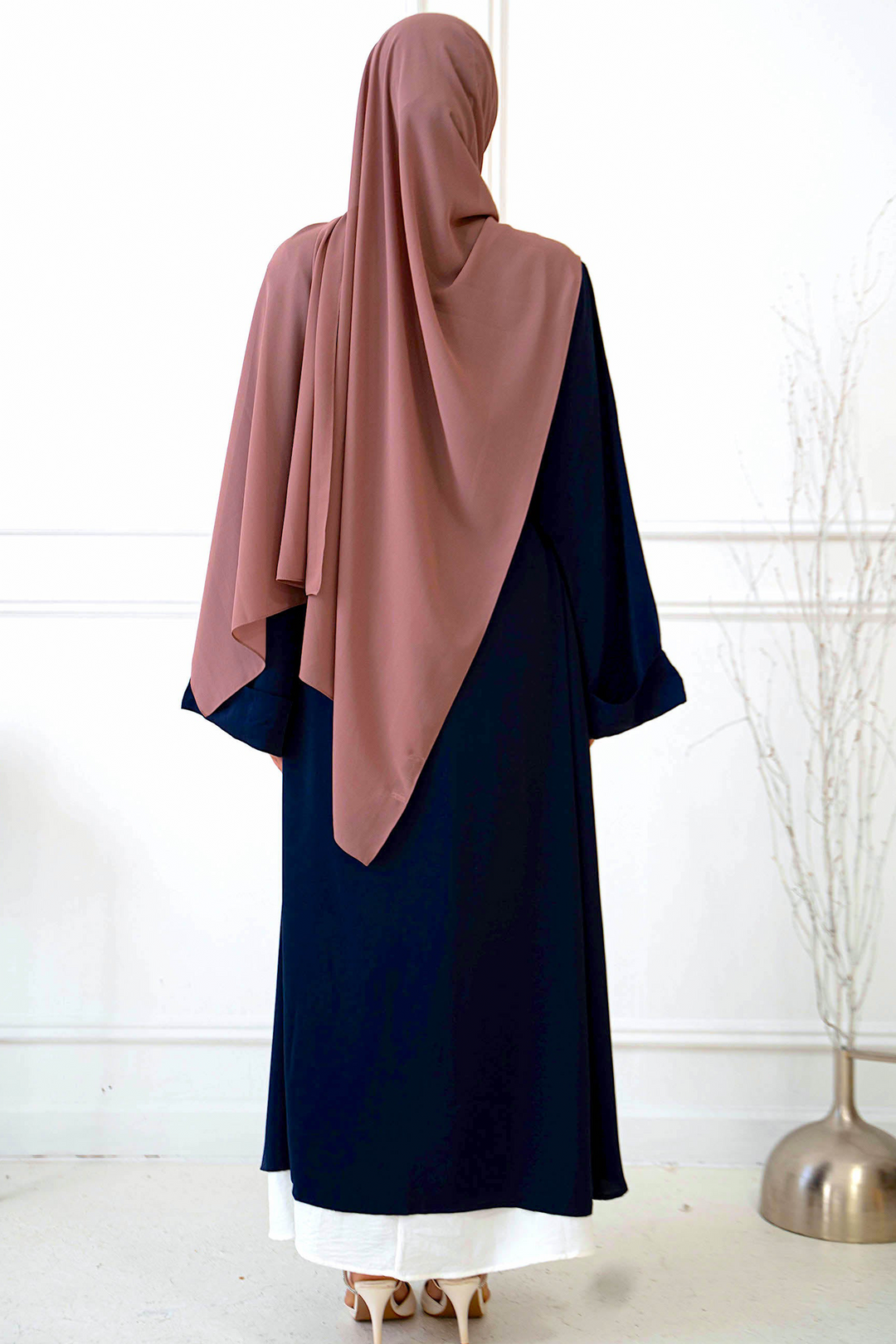 Navy Nida Kimono Sleeve Open Abaya