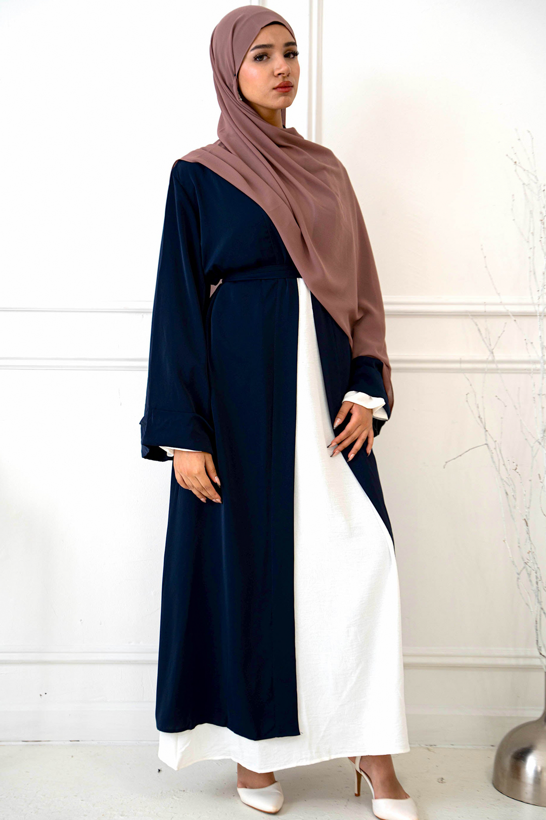 Navy Nida Kimono Sleeve Open Abaya