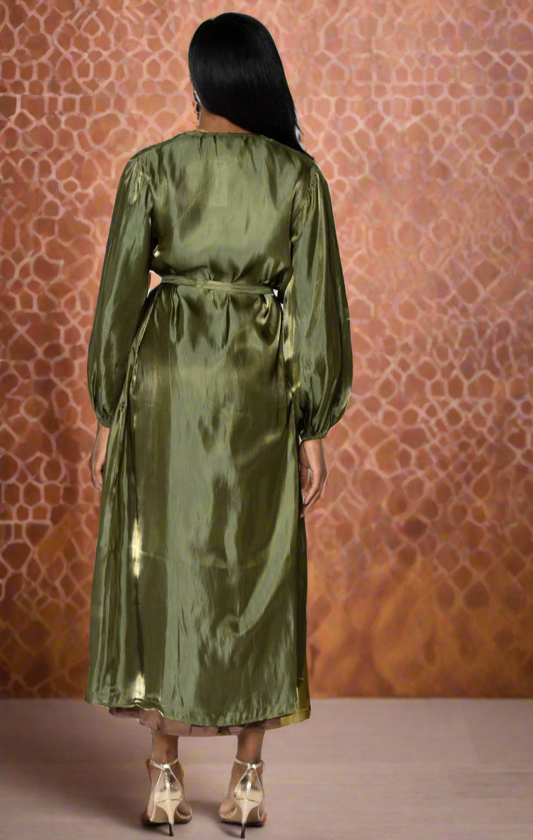 Olive Organza Open Abaya