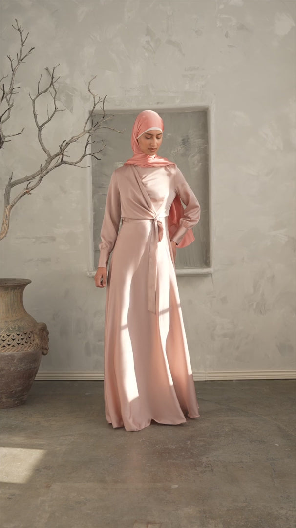 Dusty Pink Diana Side Knot Satin Gown