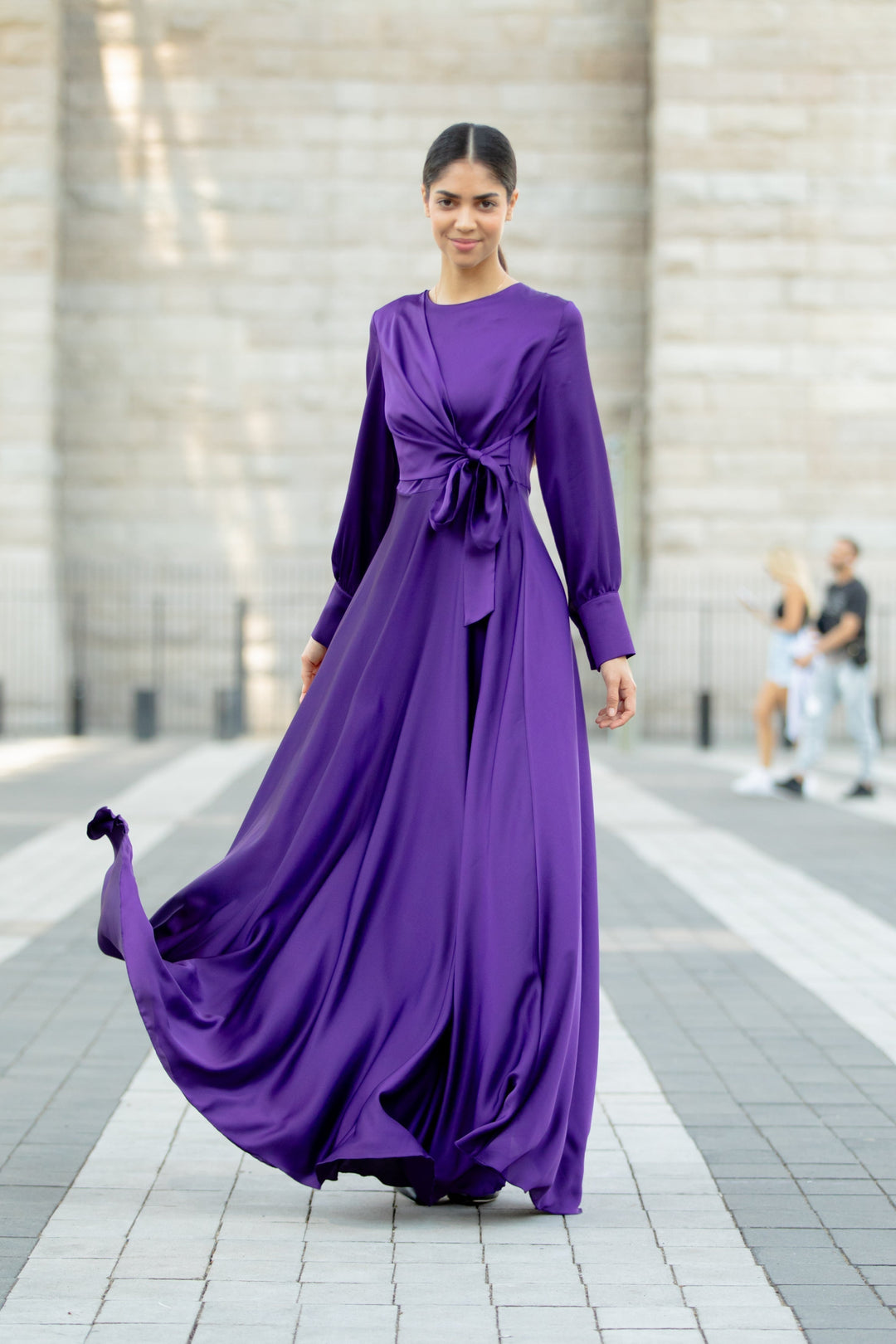 Purple Diana Side Knot Satin Gown