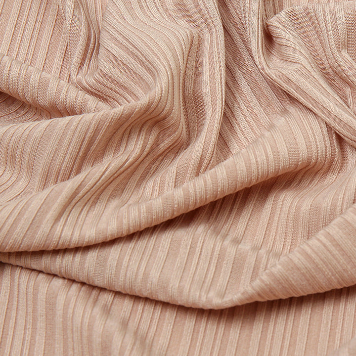 Ribbed Jersey Hijab in light pink showcasing soft ribbed texture and available in more colors