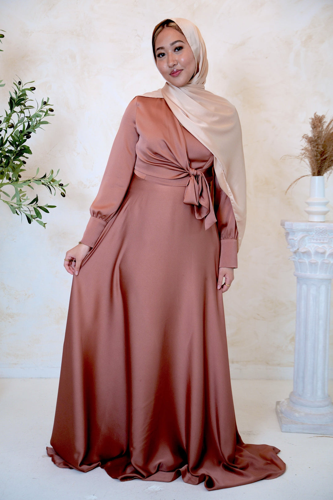 Rose Diana Side Knot Satin Gown