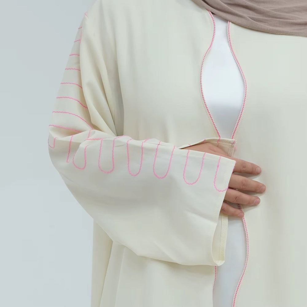 Scalloped Edge Open Abaya - Abayas