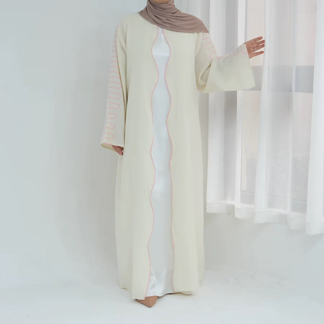 Scalloped Edge Open Abaya - Abayas