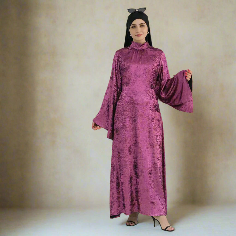 Shimmer Butterfly Abaya - Small / Rose Red - Abayas