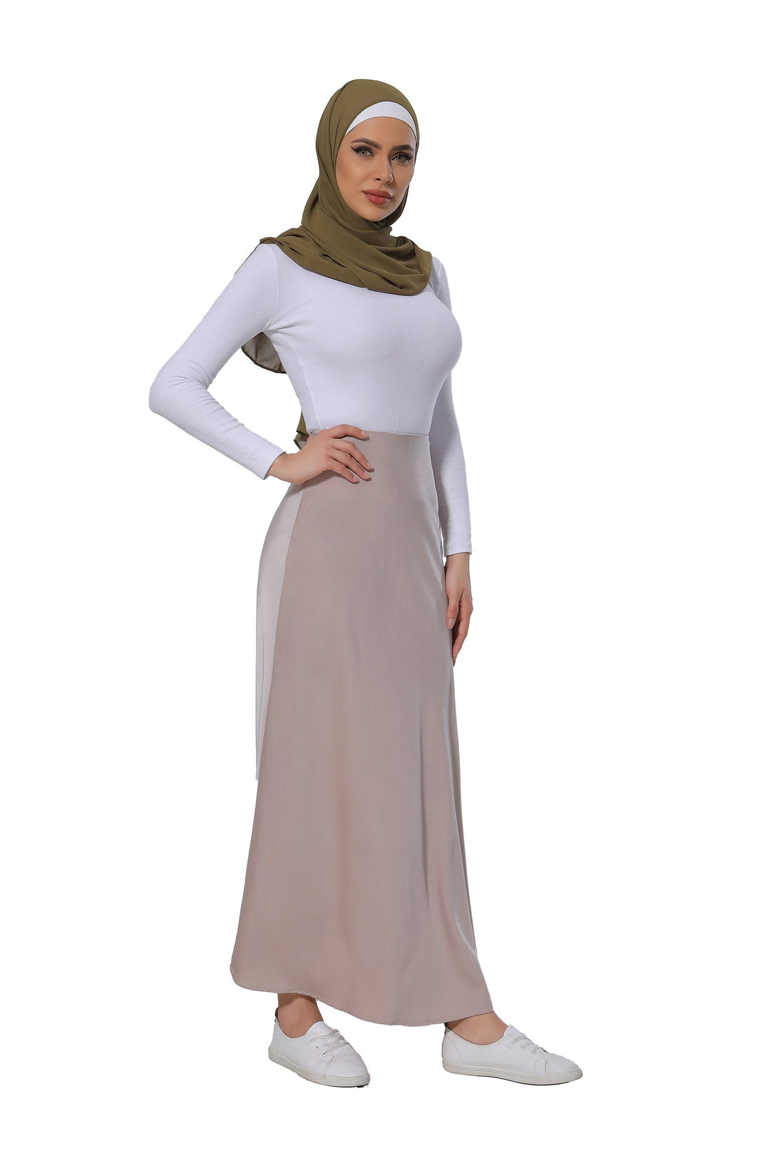 Taupe Satin Maxi Skirt