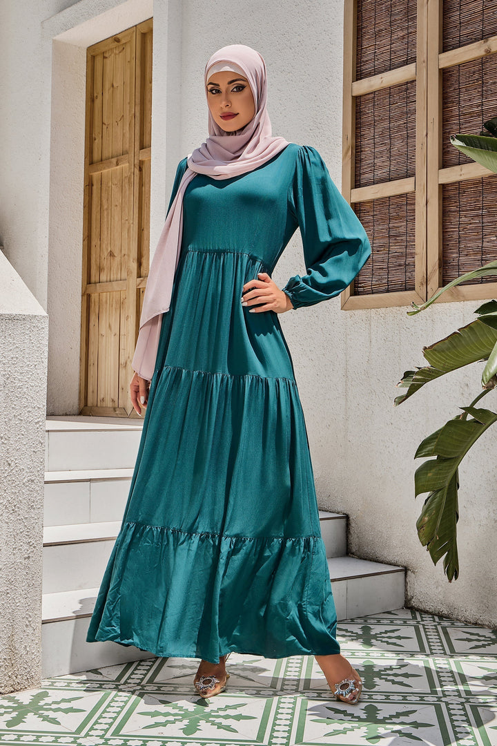 Teal Long Sleeve Maxi Dress