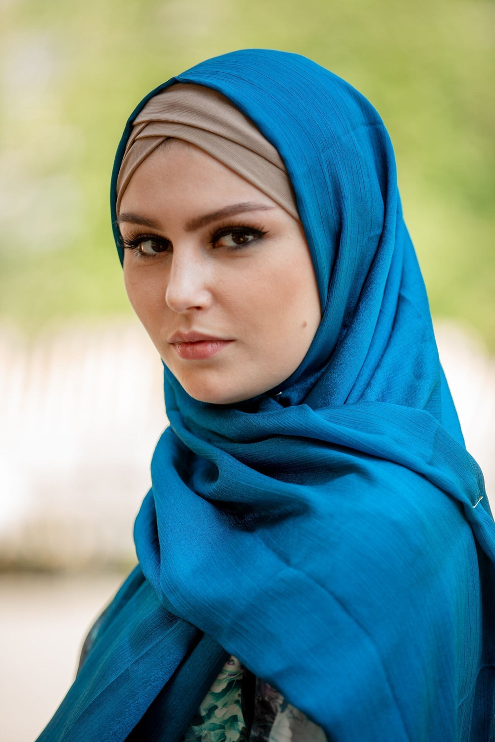 Teal Shimmer Hijab Head Scarf