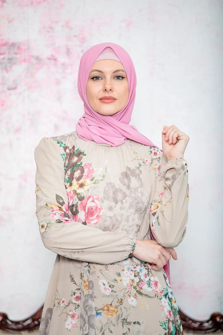 Bubble Gum Pink Chiffon Hijab