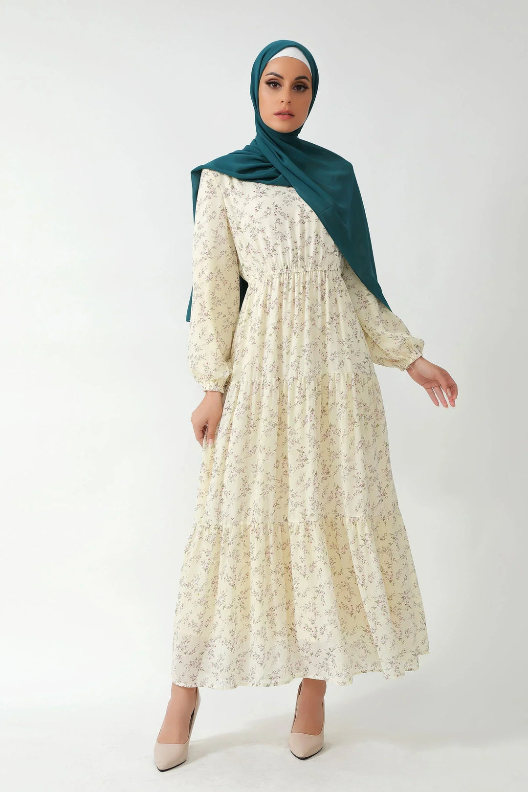 Buttercream Floral Tiered Maxi Dress Urban Modesty Buttercream Floral Tiered Maxi Dress Urban Modesty