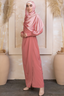 Woman in pink Coral Wrap Maxi Dress and hijab