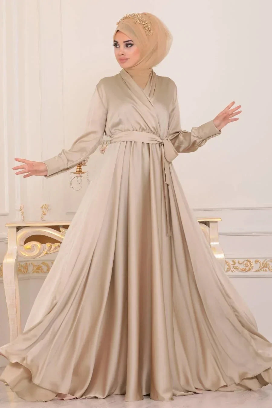 Criss Cross Satin Gown