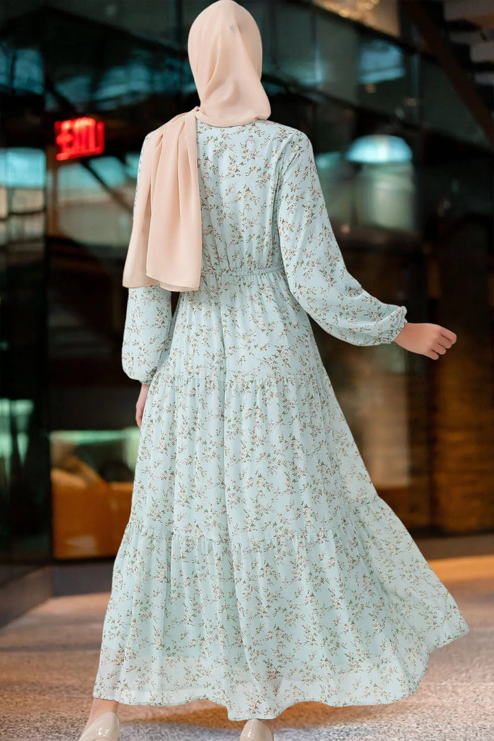 Dreamy Blue Floral Tiered Maxi Dress Urban Modesty Dreamy Blue Floral Tiered Maxi Dress Urban Modesty